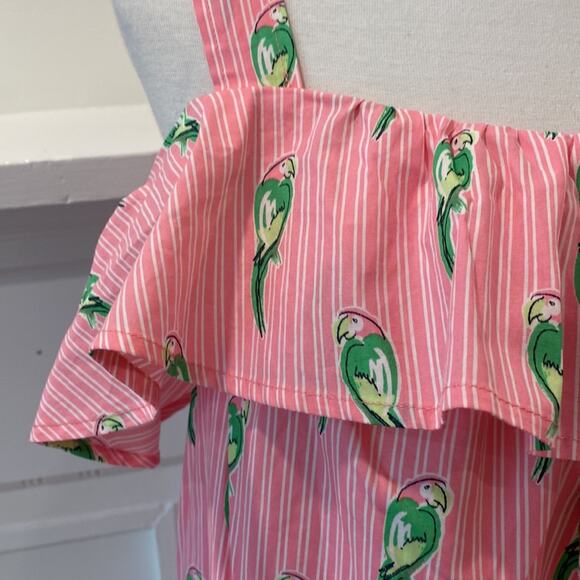 Crown & Ivy Medium Dress 100% Cotton Parrot Boho Resort Dress Preppy Button Back - Picture 7 of 16